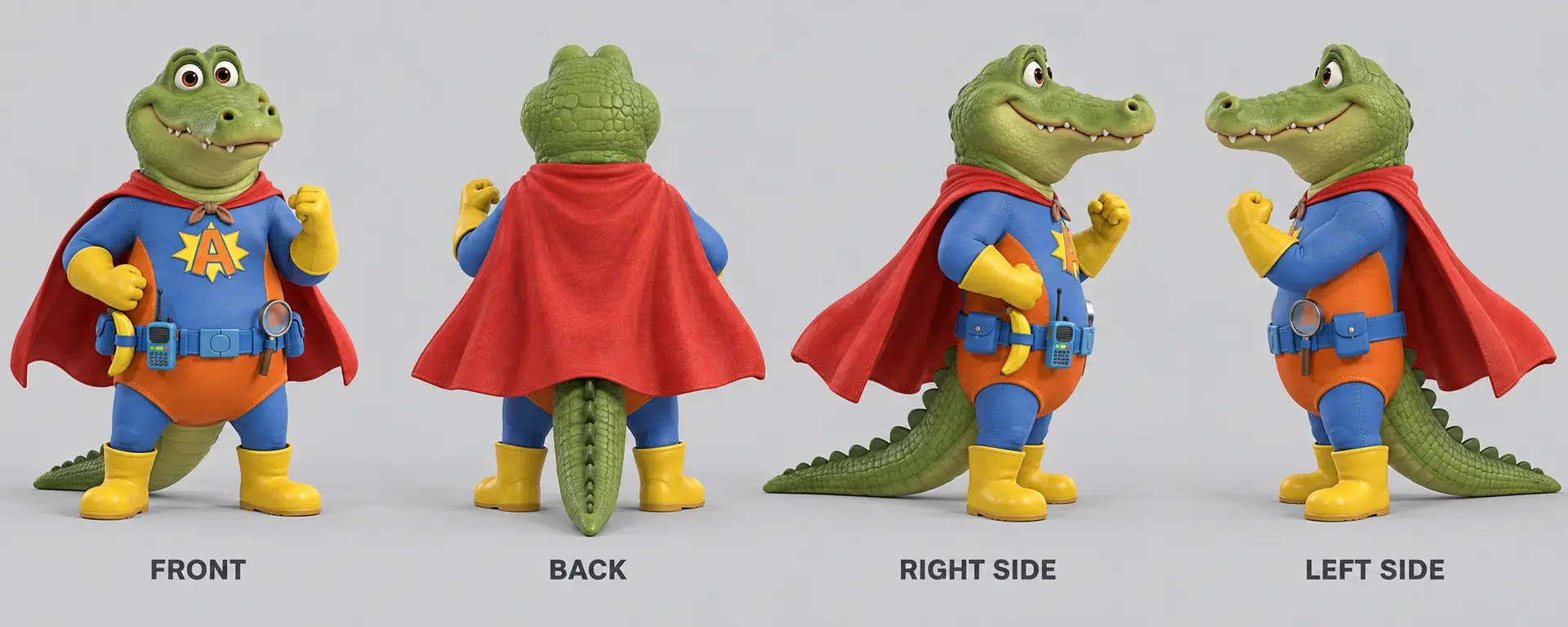 Atomic Gator full character turnaround