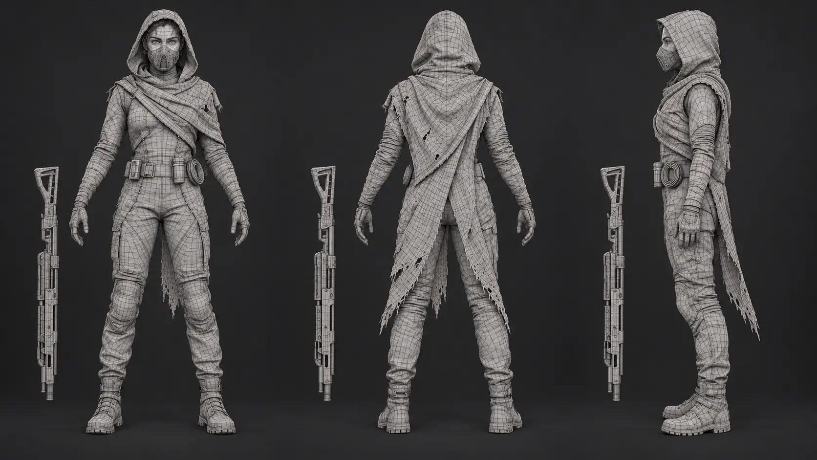 Saboteur wireframe mesh