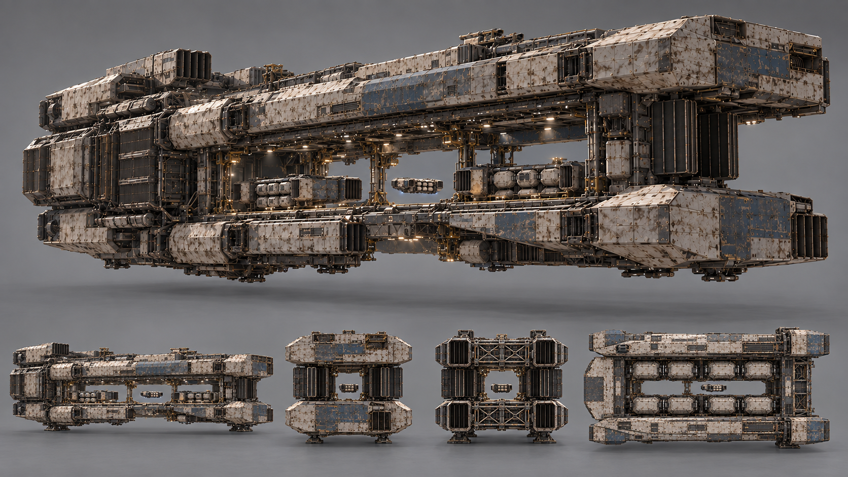 Orbiting cargo ship