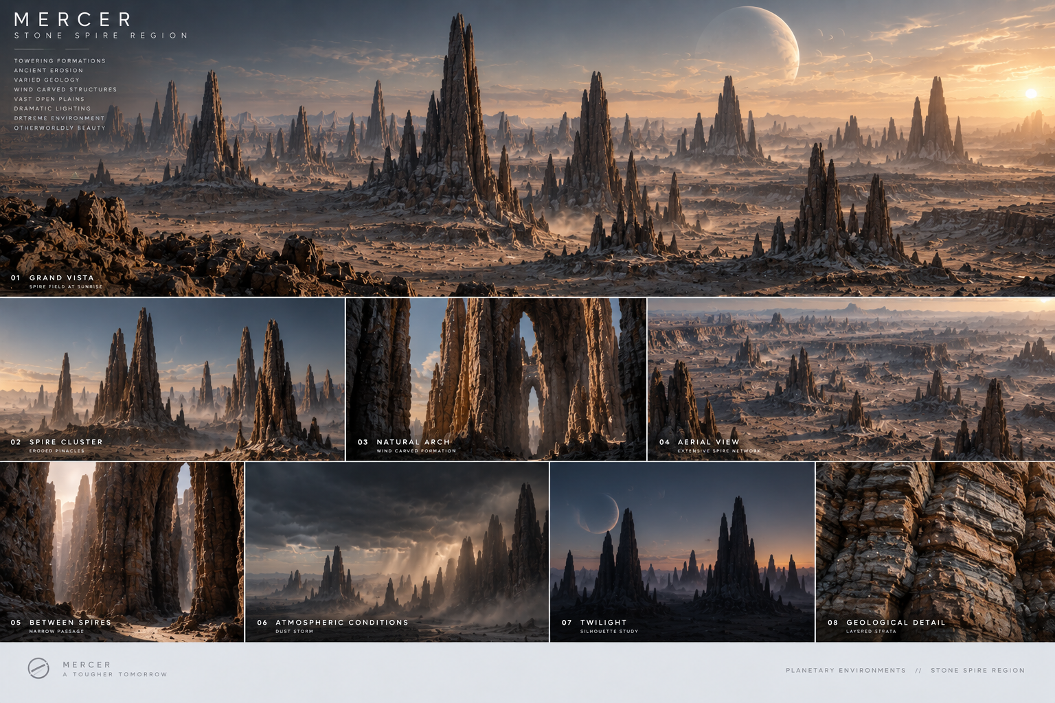 Needle-shaped alien mountain spires