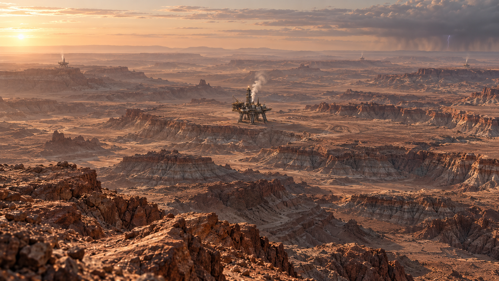 Terraforming stations across an alien landscape