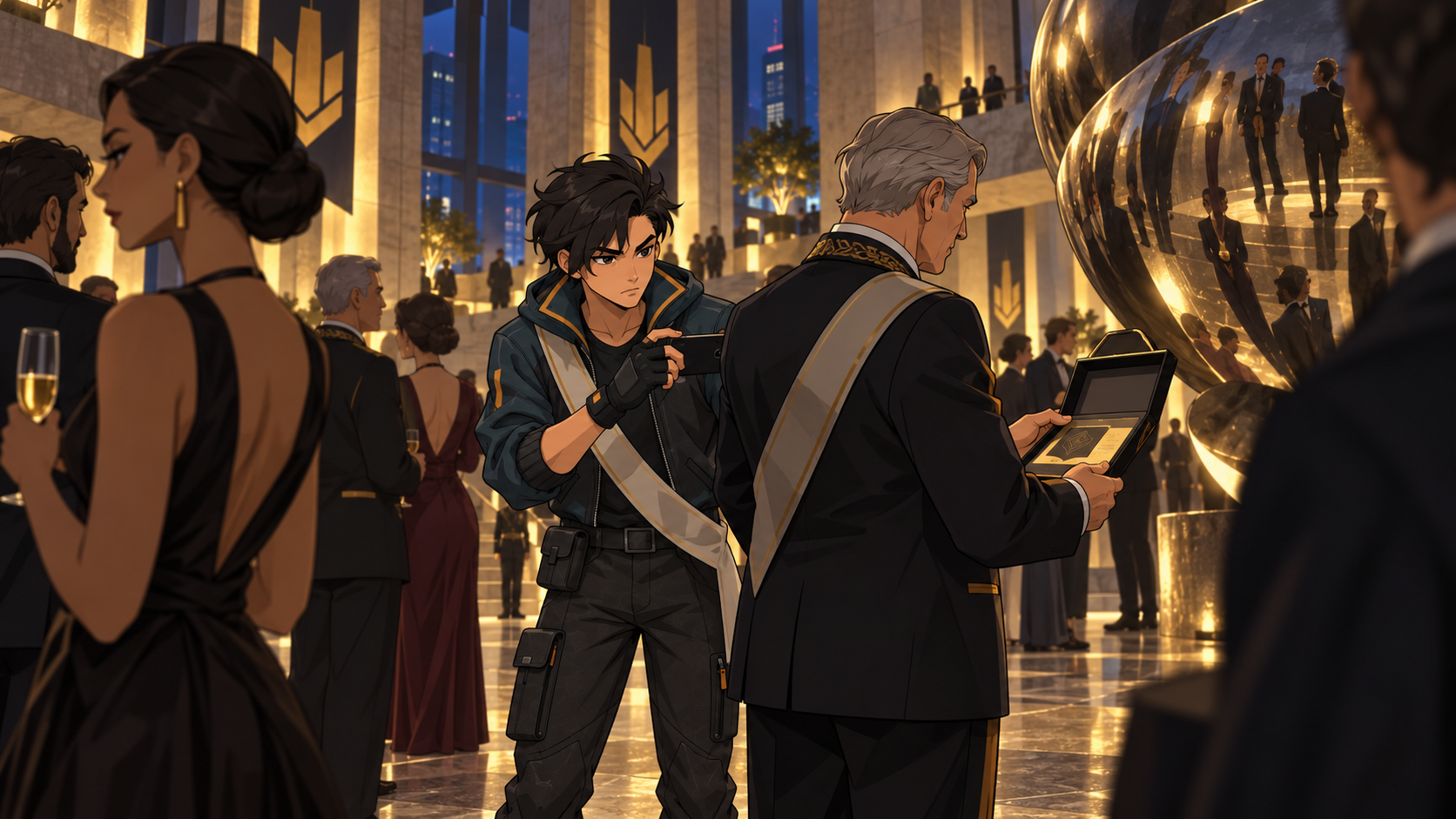 Axel infiltrating a government reception