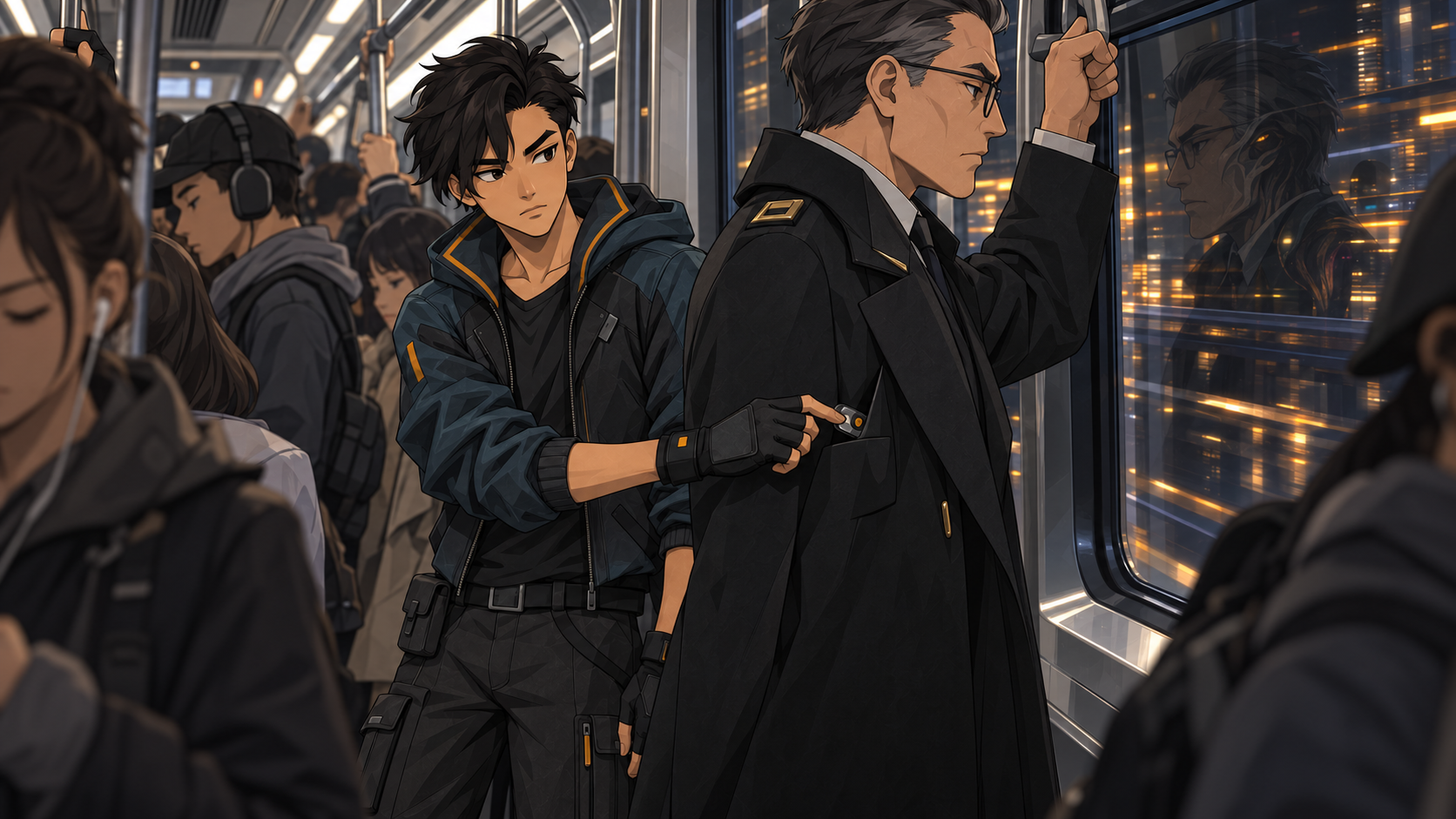 Axel stealing an access wafer on a commuter train