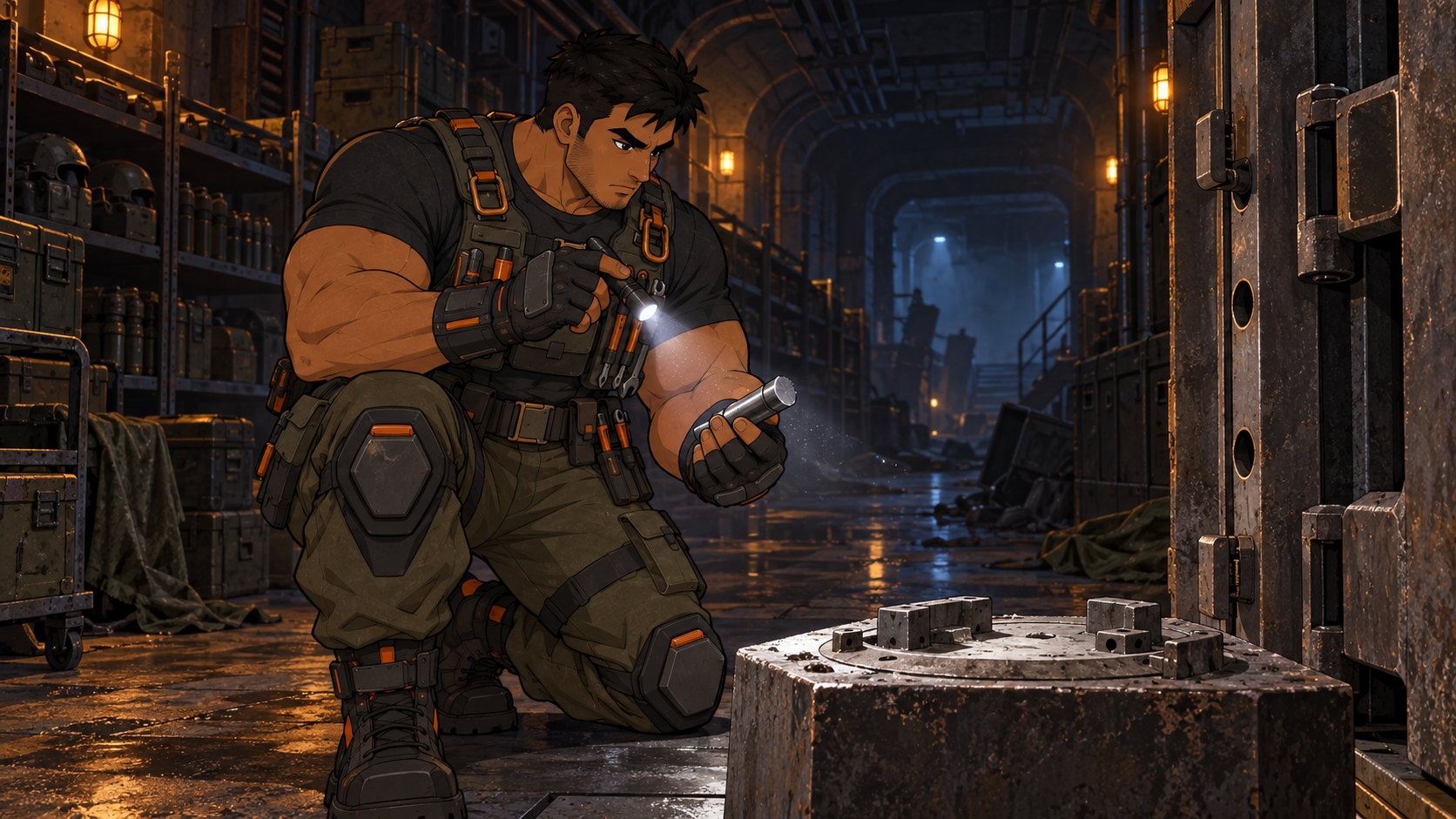 Bruzzy examining an empty underground cache
