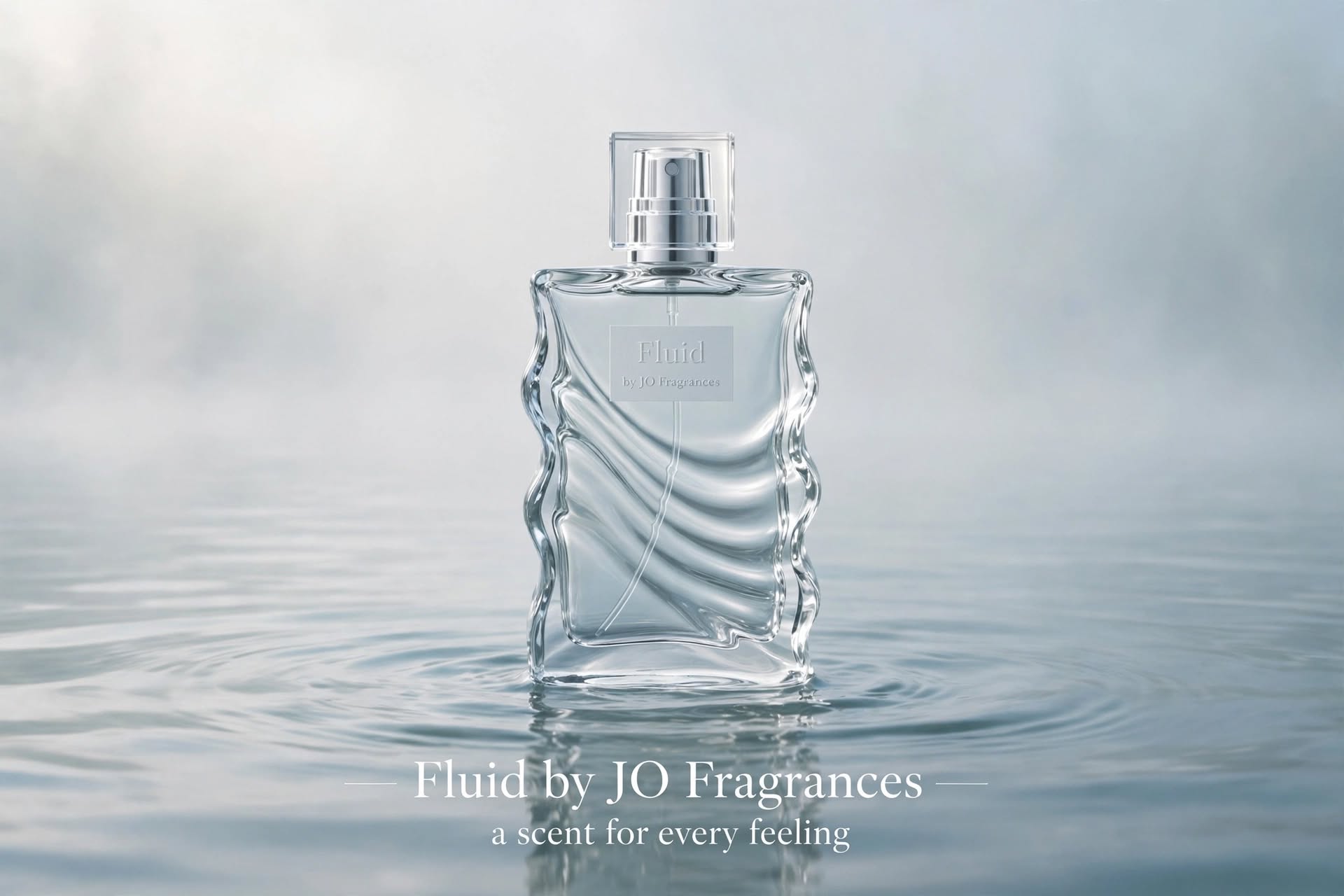 Fluid perfume bottle on water